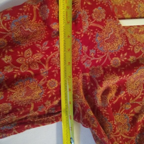 Chaps NO tags - ladies size M/L   tags removed  long sleeve blouse red/gold/blue - Picture 9 of 16